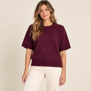 J.Crew Oversized Sweater Tee 100% Lambs Wool Deep Burgundy Size Small NWT